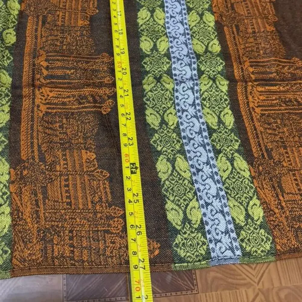 Vintage 100%‎ New Silk Scarf of Angkor Wat Temple in Cambodia